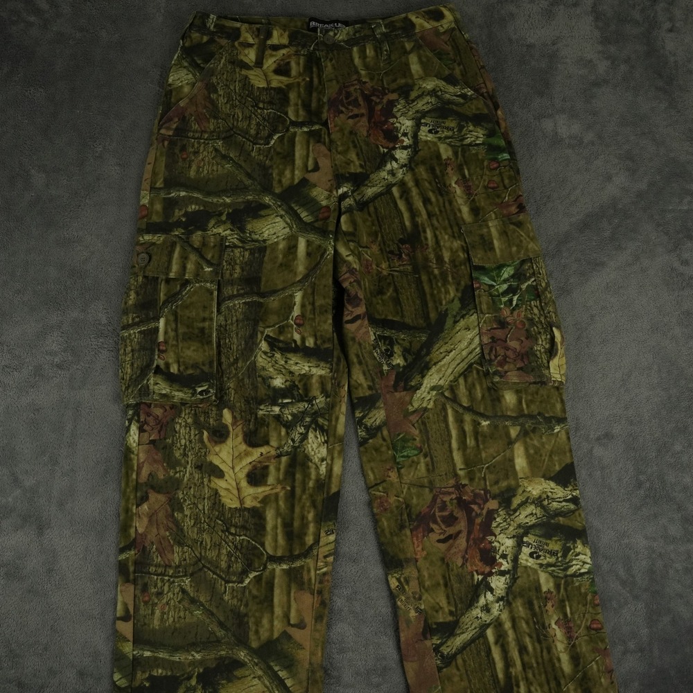 Mossy Oak Cargo Pants Mens 34x32 Green Break-Up Infinity Camo Drawstring Hunting